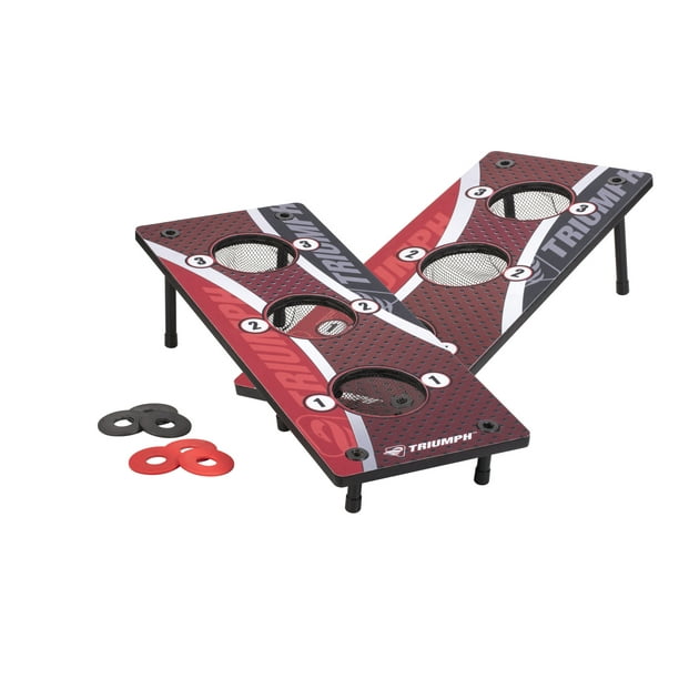 Triumph 3 Hole Washer Toss Outdoor Lawn Game Includes 2 Game Platforms And 6 Washers Walmart Com Walmart Com