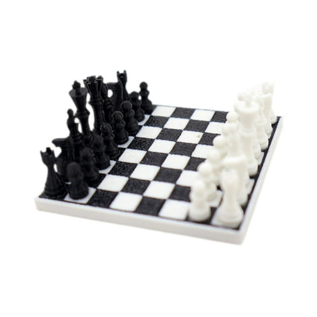 Mini tablero de ajedrez de casa de muñecas a escala 1:12, simulación , modelo de ajedrez, accesorios de simulación hechos a mano, juguete