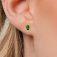 thumbnail image 3 of Gem Stone King 14K Yellow Gold Green Nano Emerald Doble Notch Stud Earrings for Women Men | 0.40 Cttw | Gemstone May Birthstone | Marquise 6X3MM, 3 of 6