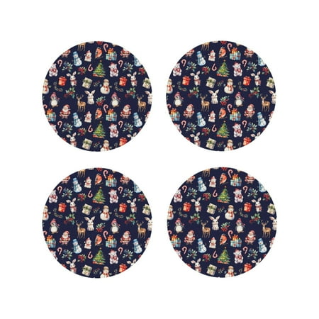

Tideii Christmas Critters Delight for Leather Coasters 4 Pieces Anti-fouling and Anti-scalding Decorative Coasters Suitable for Restaurants Kitchens Coffee Shops-Round Shape
