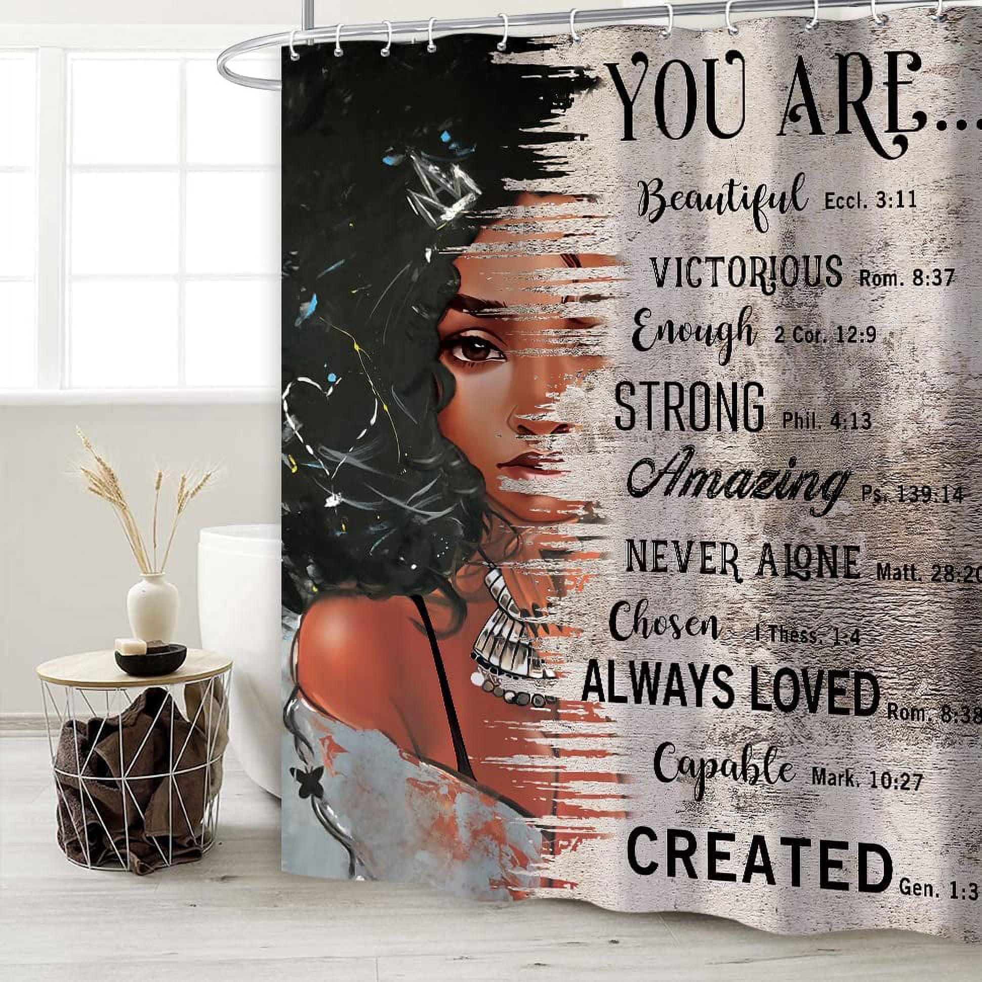 SPXUBZ African American Black Girl Quotes Bathroom Shower Curtain Polyester Waterproof 72x72 inch