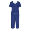 thumbnail image 5 of cfhntfmh Womens Pajama Sets Short Sleeve Shirt and Capri Pants Solid Color Sleepwear 2 Piece Pjs Sets, 5 of 5