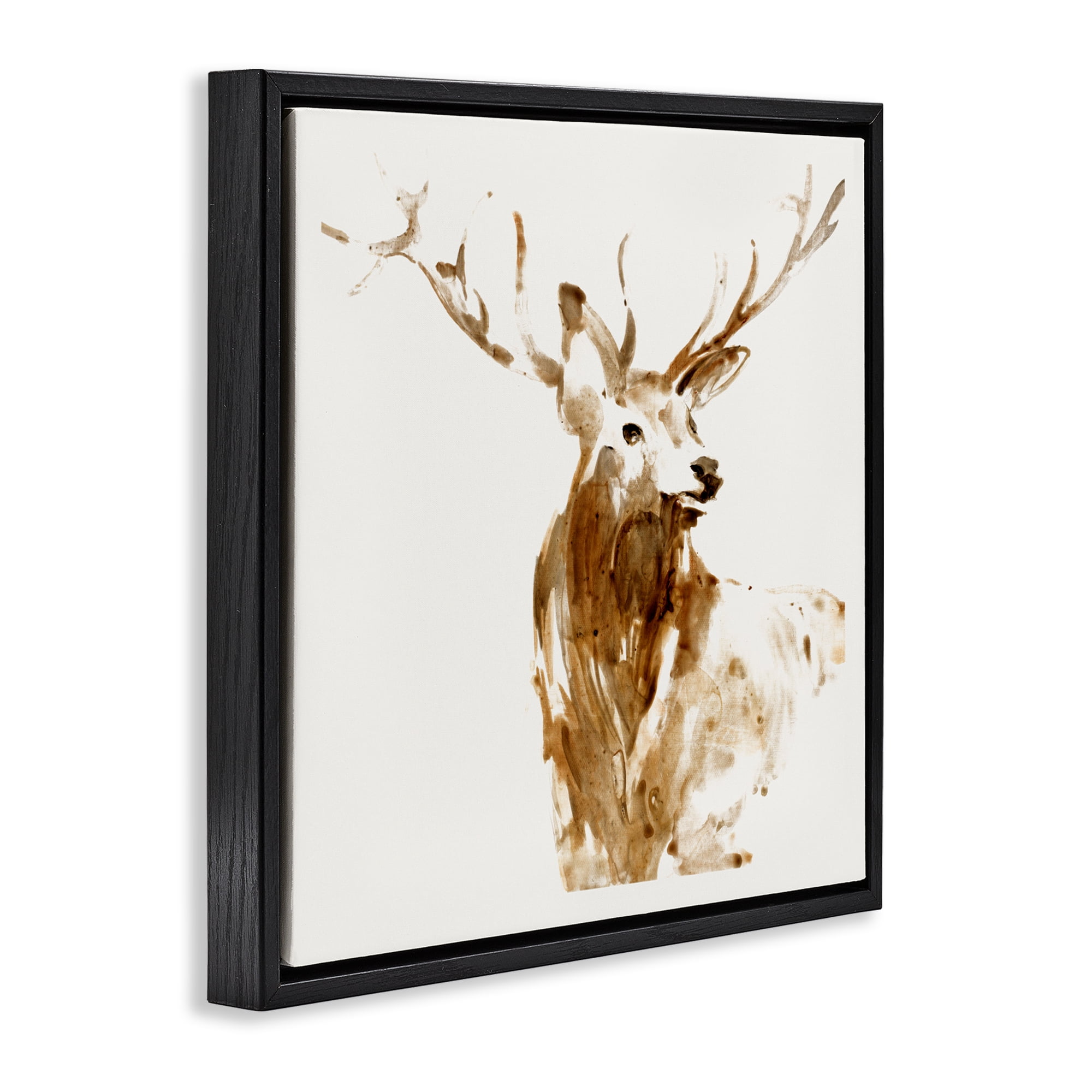 Stupell Industries Deer Portrait Head Shot Black Framed Floater Canvas Wall Art, design by Lorenzo Collective