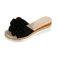 thumbnail image 2 of Viluyesy Womens Slide Sandals, Cute Floral Slip-On Open Toe Spring Summer Beach Wedge Shoes Black 7.5, 2 of 9