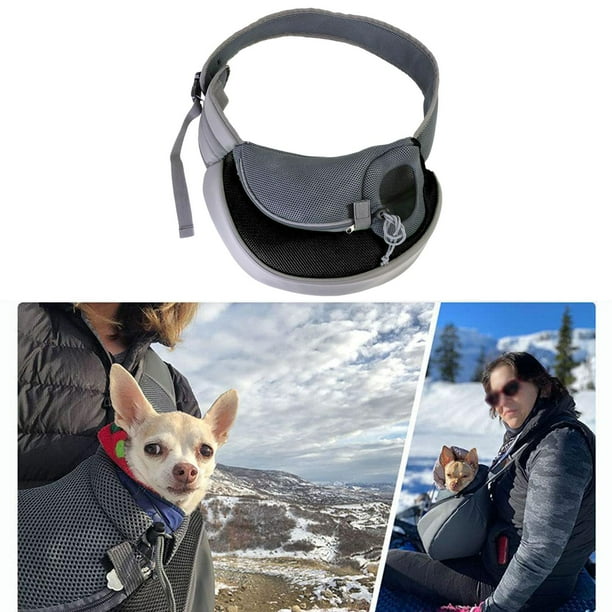 Runquan Pet Carrier Bag Chest Bag Soft Pouch Portable Lightweight Dog Carriers Black L