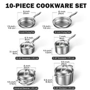 Cooks Standard 10 Piece Tri-ply Stainless Steel Pots and Pans Set, Cookware Set with Lids- Flying Pan, Saucepan, Steamer, Stockpot, Cool Grip Handles, Oven/Dishwasher Safe