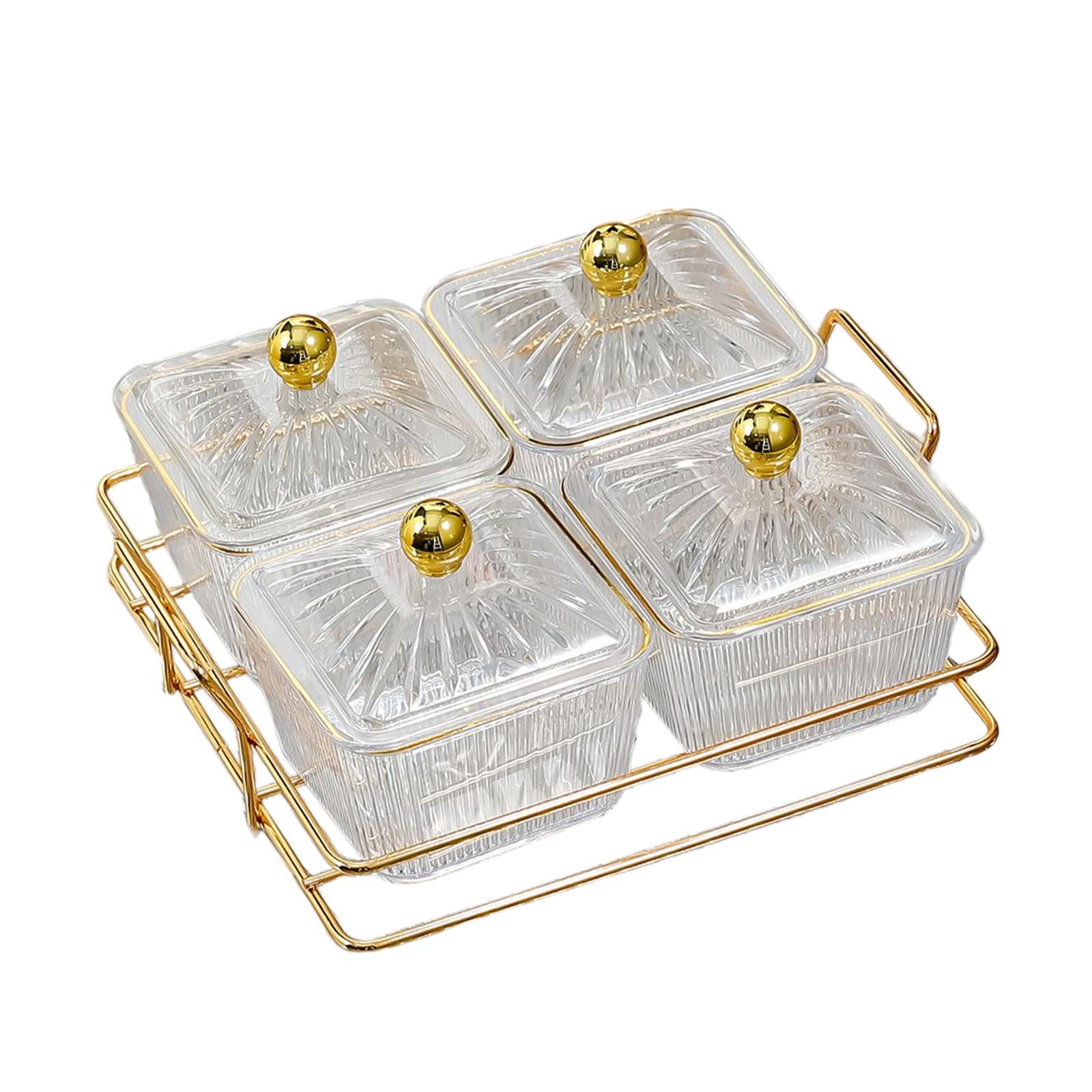 Shangren Creative Divided Serving Dishes With Lid Food Storage Box Snack Dishes Nuts Tray Clear 4 Grids Other Others