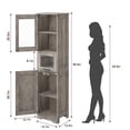 thumbnail image 2 of Armoire de Salle de Bain Mince Autoportante de 67 Pouces – Armoire de Rangement Moderne Grise avec 2 Portes en Verre, 1 Tiroir, Tablettes Ajustables – MDF Résistant à l'Humidité pour Salle de Bain, Cuisine, Salon, 2 of 8