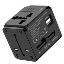 Meromore Universal Travel Adapter, International Power Adapter, 1500W 100V-250V 2 USB A Ports Travel Worldwide Plug Adaptor, Outlet Wall Charger for Europe UK EU AUS