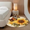 thumbnail image 2 of Round Rugs 7Ft, Sunflower Round Area Rug Washable Indoor Throw Carpet, Butterfly Spring Floral Retro Large Non Slip Circle Rug for Dining Room Playroom Home Decor Aesthetic, 2 of 8