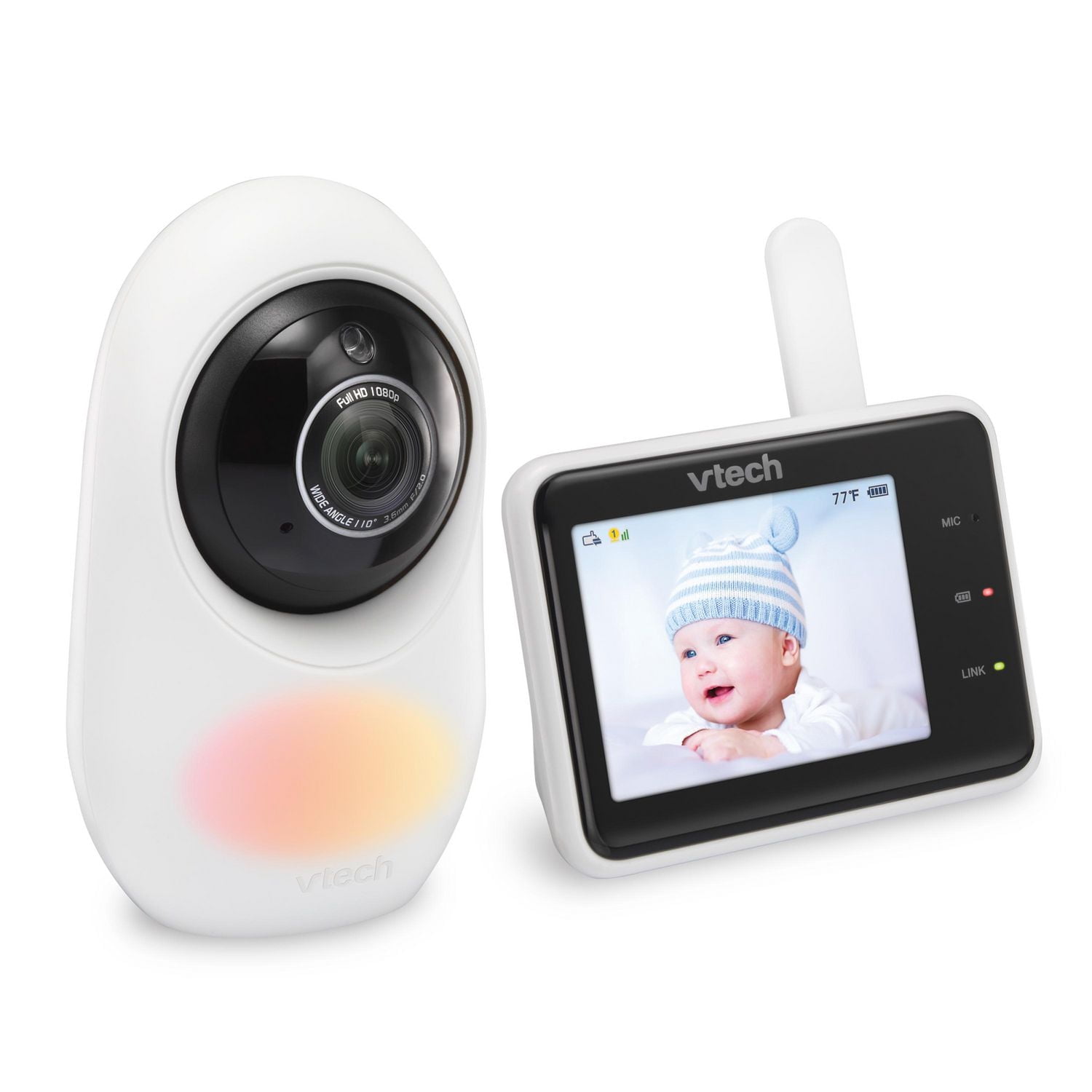 VTech RM2751 1080p Smart WiFi Remote Access Video Baby Monitor with Super-slim 2.8” Display, Night Light, (White), RM2751