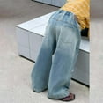 thumbnail image 5 of SJLDQY Kids Boy's Jeans Wide Leg Baggy Jeans for Boys Elastic Waist Lightweight Denim Trousers Comfy Childs Dailywear, 5 of 6