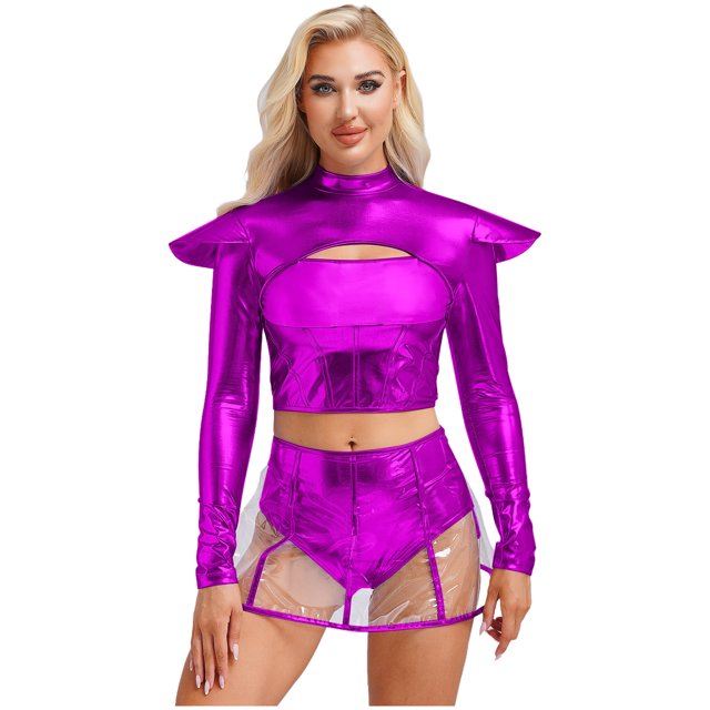 renvena Costume d'Astronaute Robot Cosplay Espace Halloween pour Femmes Violet S