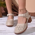 thumbnail image 6 of Purcolt Women's Vintage Mary Janes Comfortable Closed Toe Adjustable Ankle Strap Mid Buckle Heels Dress Pumps for Club Party Evening, 6 of 9