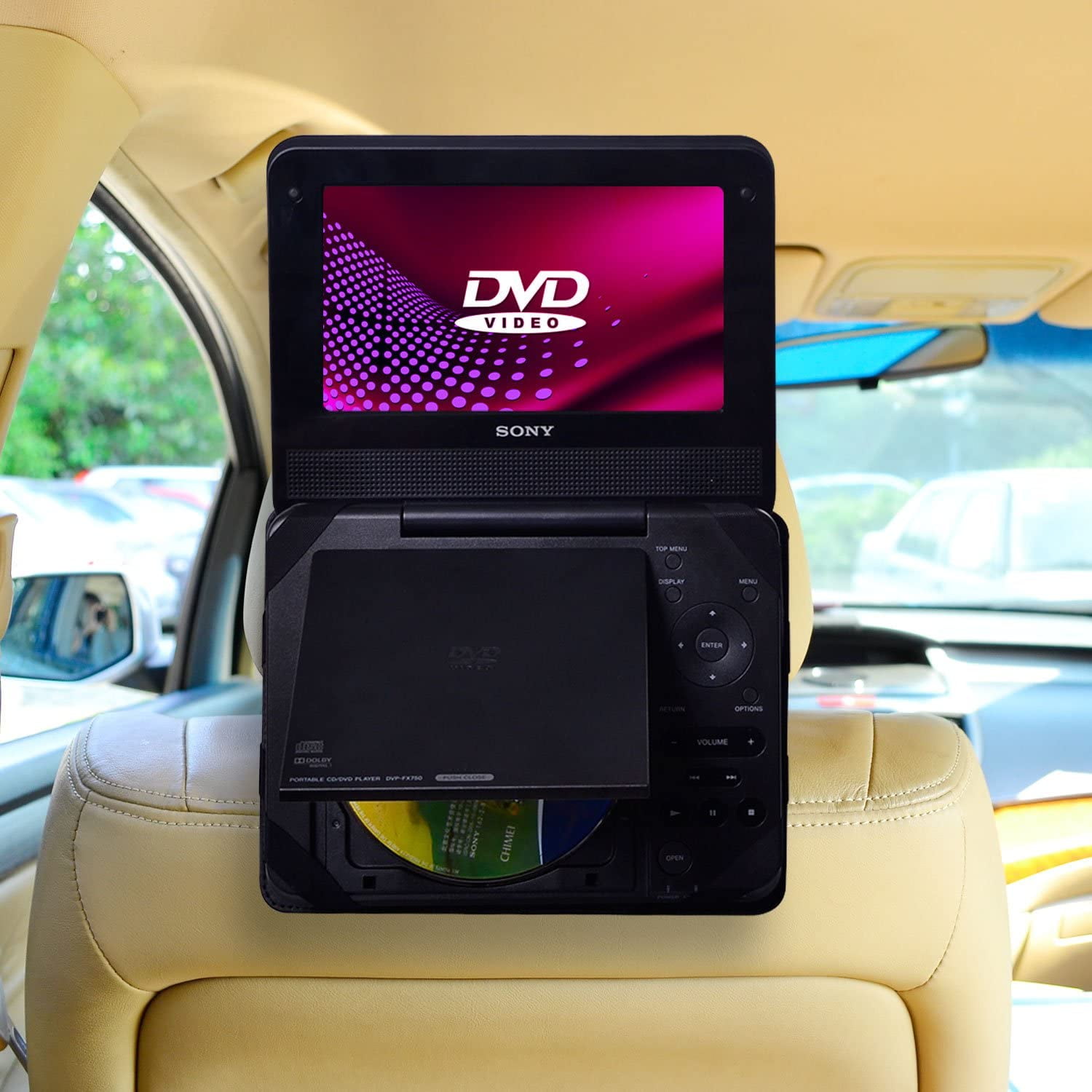 TFY Car Headrest Mount for Portable DVD Player, Kids Security Hands