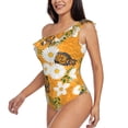 thumbnail image 2 of Haiem White Floral and Butterflies Women's One Piece Swimsuits Tummy Control One Shoulder Bathing Suits Ruffle Swimwear-Medium, 2 of 8