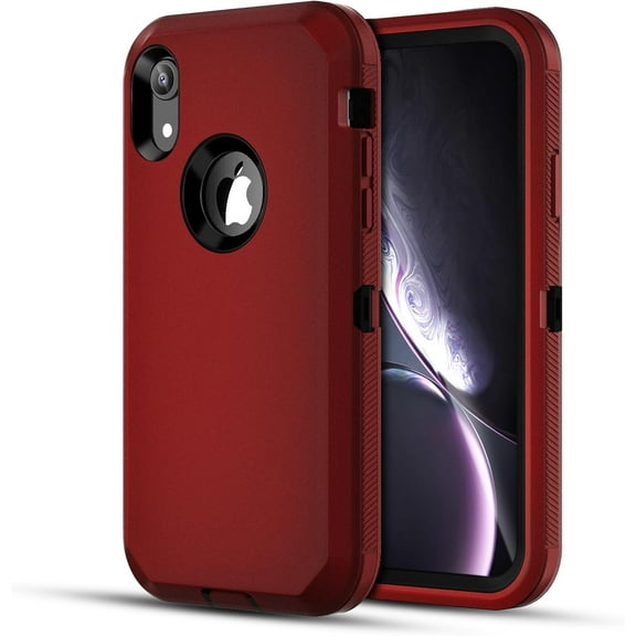 iPhone XR Cases, iPhone XR Case Heavy Duty Protective Bumper Drop Protection Sports Outdoor Dual Layer Shockproof Rugged Matte Cover Case for iPhone 10 R XR 2018 6.1'' Red