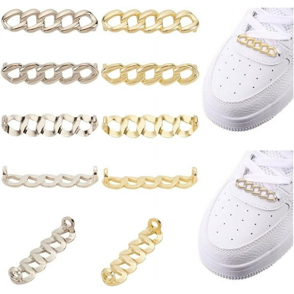 12 Pcs Shoelace Chains Tag 2 Colors Alloy Trainer Laces Charms Shoelace Decoration Shoelace Buckles Decorative Jewelry for Sneakers Wedding Shoes Diy Crafts Accessories