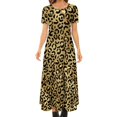 thumbnail image 1 of Robe Léopard Verte et Dorée Imprimé Fourrure Animale Style de Rue Boho Plage Longues Robes Femmes Robe Maxi Vintage Grande Taille, 1 of 5