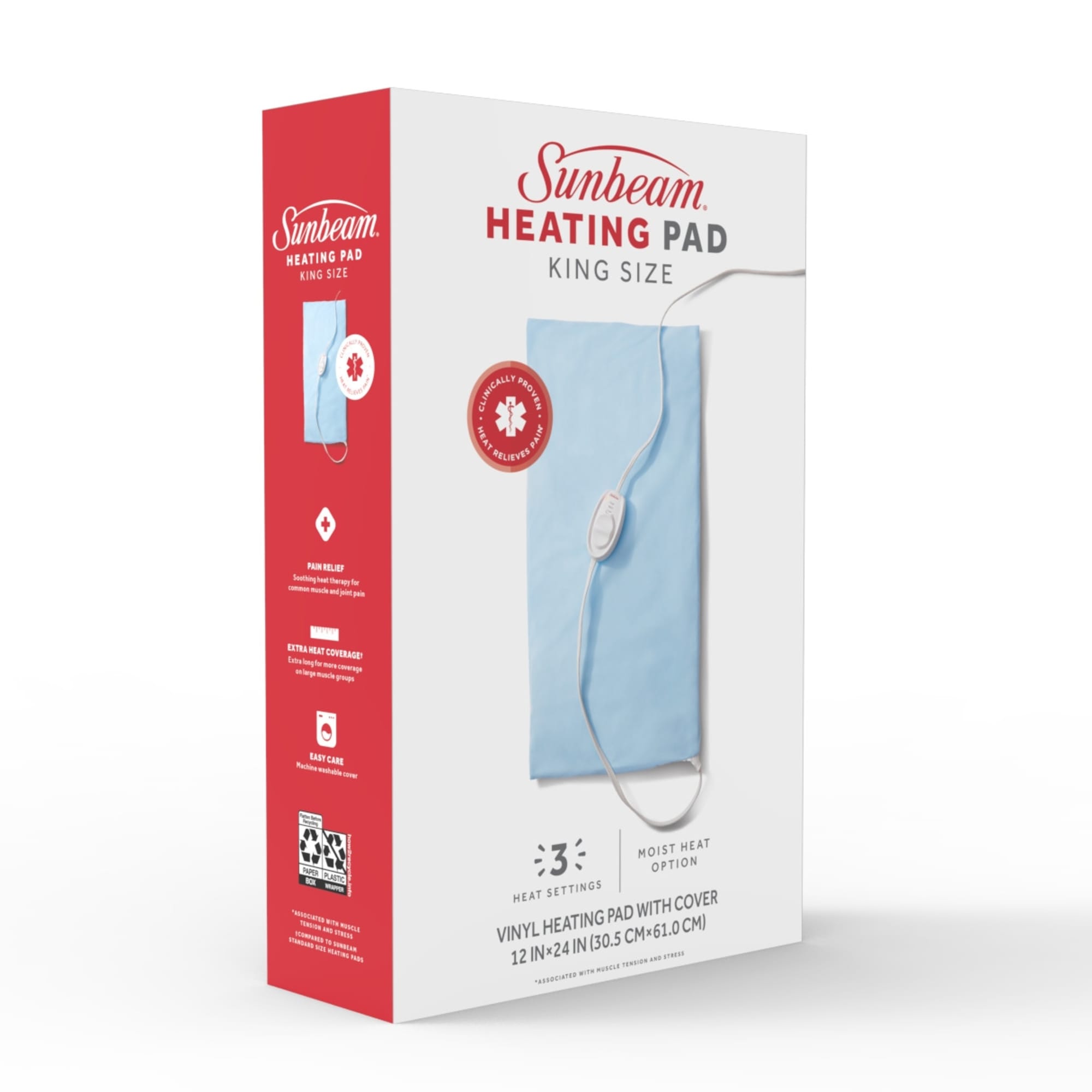 Sunbeam King Size Heating Pad 12" x 24" Blue photo 2