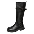 thumbnail image 2 of BRGZLK Women's Tall Boots ound Toe Solid Color Classic Medieval Renaissance Pirate Cosplay Boot Halloween Costume Low Heel Knee-Length Shoes Black 41, 2 of 9