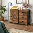 thumbnail image 3 of Costway 6 Drawer Dresser Fabric Storage Tower w/wooden Top Chest Organizer Rustic Brown, 3 of 10