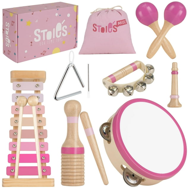 Set de música de madera Stoie's Pink Sensation Montessori 15 piezas
