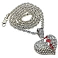 thumbnail image 5 of Broken Heart Pendant Chain Heartbroken Bling Charm Silver Tone 24" Inch Rope Necklace, 5 of 10
