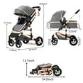 thumbnail image 4 of AILEEKISS 3-in-1 Convertible Baby Stroller with Big Seat and Adjustable Canopy, 24 Pound, Rose Gold, 4 of 12
