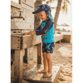 thumbnail image 6 of BemeyourBBs Toddlers Baby Boys 3 Piece Swimsuit Infant Bathing Suit Swim Shirt Trunk Shorts Set and Sun Hat Long Sleeve Dinosaur Swimwear Sunsuit UPF 50+ Rash Guard, 6 of 9