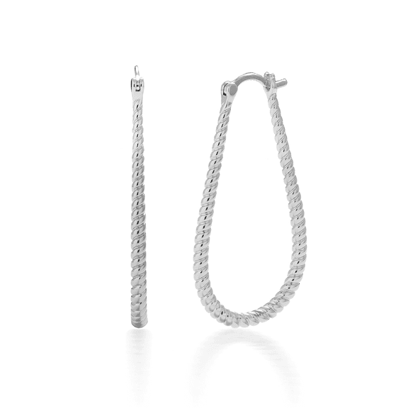 Cate & Chloe Angelica 18k White Gold Plated 24mm U-Shaped Twisted Hoop Earrings Gift for Women