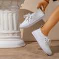 thumbnail image 6 of Leather Flat Casual Shoes for Women Fashion Leopard Print Lace Up Sneakers Comfortable Slip On Low Top Tennis Shoes White Size 9, 6 of 8