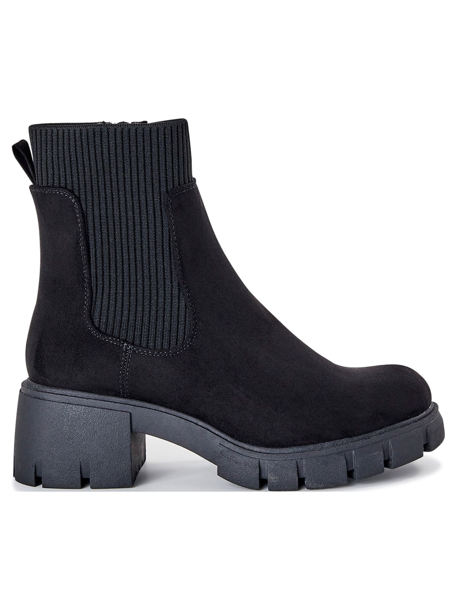 No Boundaries Women's Knit Chelsea Boots, Wide Width Available
