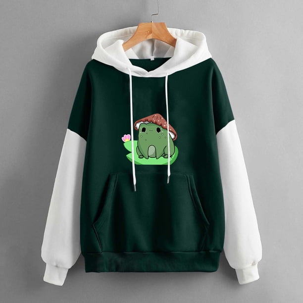 Puntoco Mujeres Moda Casual Estampado Cuello Redondo Suelto Manga Larga Tops Cortos Blusa Sin Capucha Sudaderas Puntoco Puntoco-768