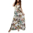 thumbnail image 5 of Qiylii Women Sleeveless Dress, Backless Leaf Print V-neck Long Dress,S-XXL, 5 of 9