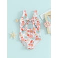 thumbnail image 2 of Bslissey Toddler Baby Girls One Piece Swimsuit Floral Print Sleeveless Knotted Cutout Romper Swimwear 6M 9M 12M 18M 24M 3T Infant Casual Summer Bathing Suits Beachwear, 2 of 8