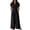 Black, variant on Womens Button Down V Neck Jumpsuits Summer Casual Short Sleeve Loose Fit Wide Leg Overalls Dressy One Piece Belted Rompers with Pockets