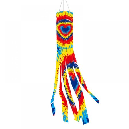 Tie Dye Windsock Flag Rainbow Color Tails Design Windsock Rainbow Windsock Flag Outdoor Hanging Decoration for Home Yard Garden Balcony Decoration