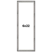 6x22 Frame Silver Grey Distressed Solid Wood Picture Frame | 0.75 Inch Moulding Width | Interior
