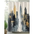 thumbnail image 2 of Fsddascl Abstract City Shower Curtain Set - 66" x 72" Washable Bathtub Curtain with 12 Hooks, Retro Chic Abstract Building Oil Painting Waterproof Fabric Stall Shower Curtains for Bathroom/Bathtub, 2 of 6