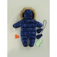thumbnail image 4 of Qiylii Baby Winter Thicken Footed Bodysuit, Glossy Hooded Long Sleeves Romper with Gloves, 4 of 8