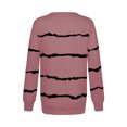 thumbnail image 4 of Daeful T-shirt à Manches Longues T-shirt Rayé T-shirt pour Dames à la Mode Décontracté Col en V Chandail Rose m, 4 of 7