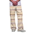 thumbnail image 2 of GrmtClth Cargo Pants For Men Striped Print Loose Straight Leg Lightweight Drawstring Casual Streetwear Trousers Beige 2XL, 2 of 8