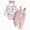 R001-Pink, variant on NOLDARES Baby Girl Clothes Long Sleeve Romper Pants Set 3Pcs Fall Winter Infant 3Pcs Fall Outfits(Red,6-9 M)