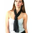 thumbnail image 2 of NYFASHION101 Women's Versatile Satin Striped Sheer Chiffon Scarf Headwear - Black, 2 of 4