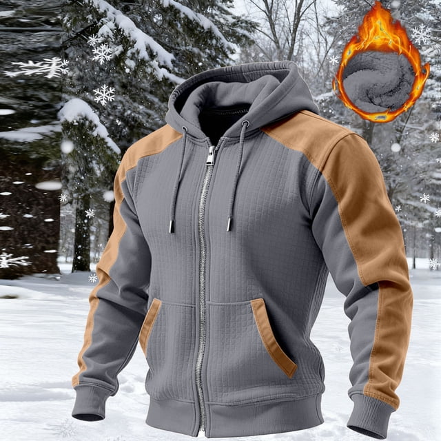 Ceisia Men's Regular-Fit Hooded Full-Zip Color-Blocked Quilted Hoodie Multi-Style Gift