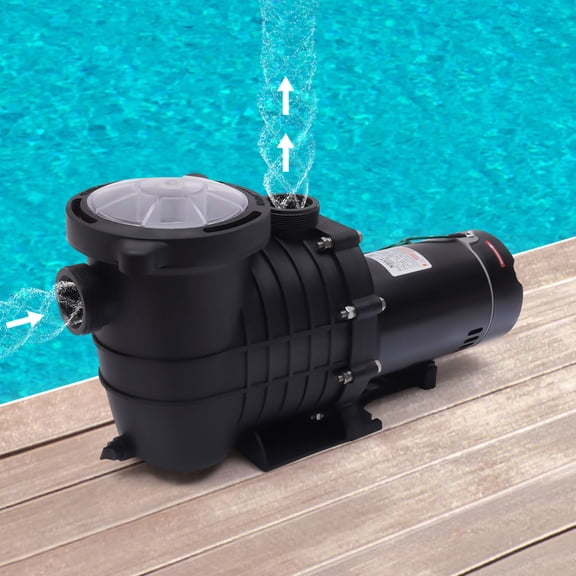 Black 1.5HP Swimming Pool Pump HBP1100 Electric Pool Pump w/ Strainer Filter Basket Single-speed Pure Copper Motor