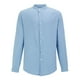 thumbnail image 1 of Camisas Para Hombre Slim Fit Camisa de manga larga con solapa de color sólido de lino y algodón para hombre Camisa de playa informal (Blue, XXL), 1 of 7