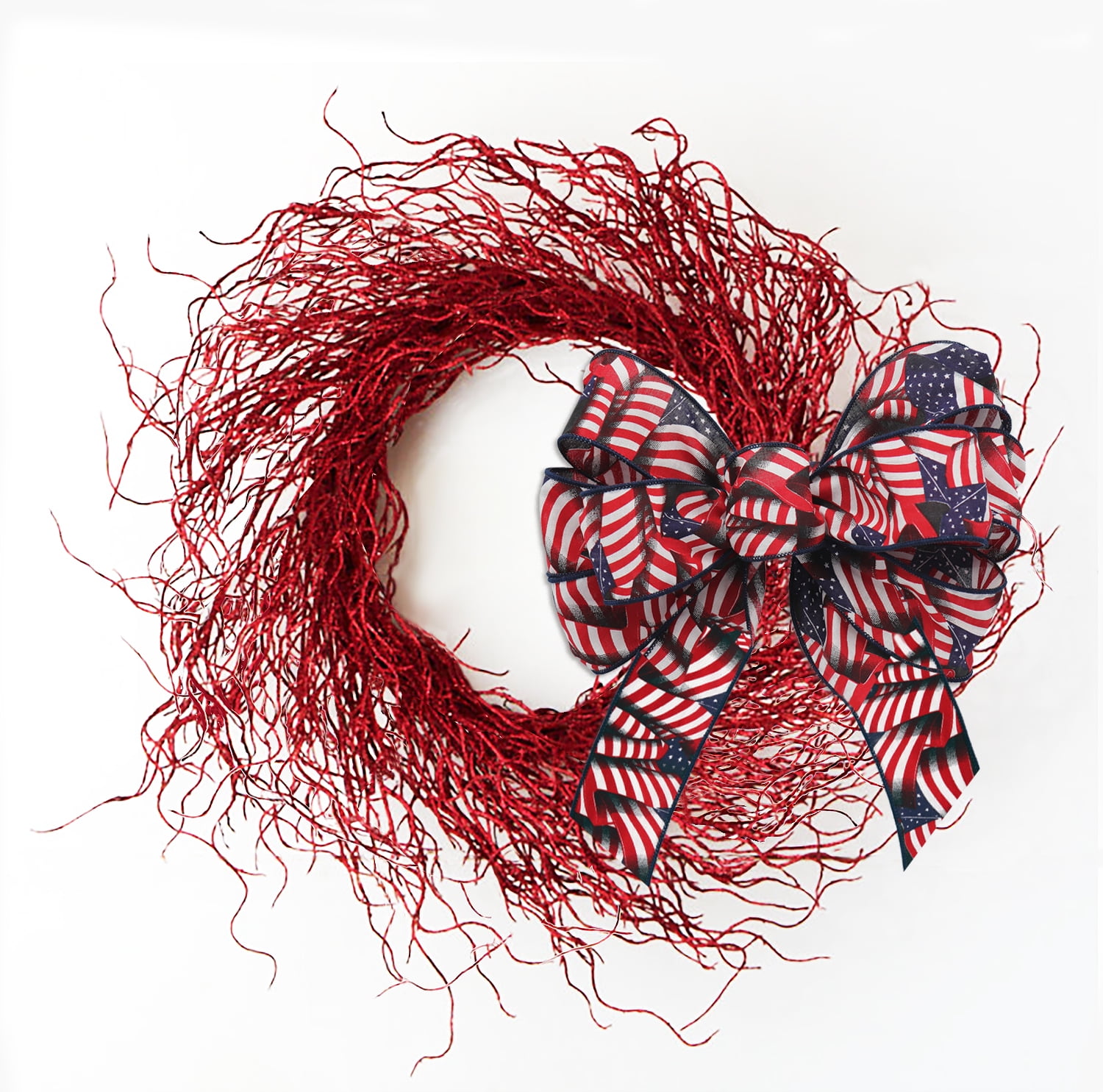 2.5" American Flag Wired Ribbon, Patriotic Red White & Blue, 10 Yards by Gwen Studios