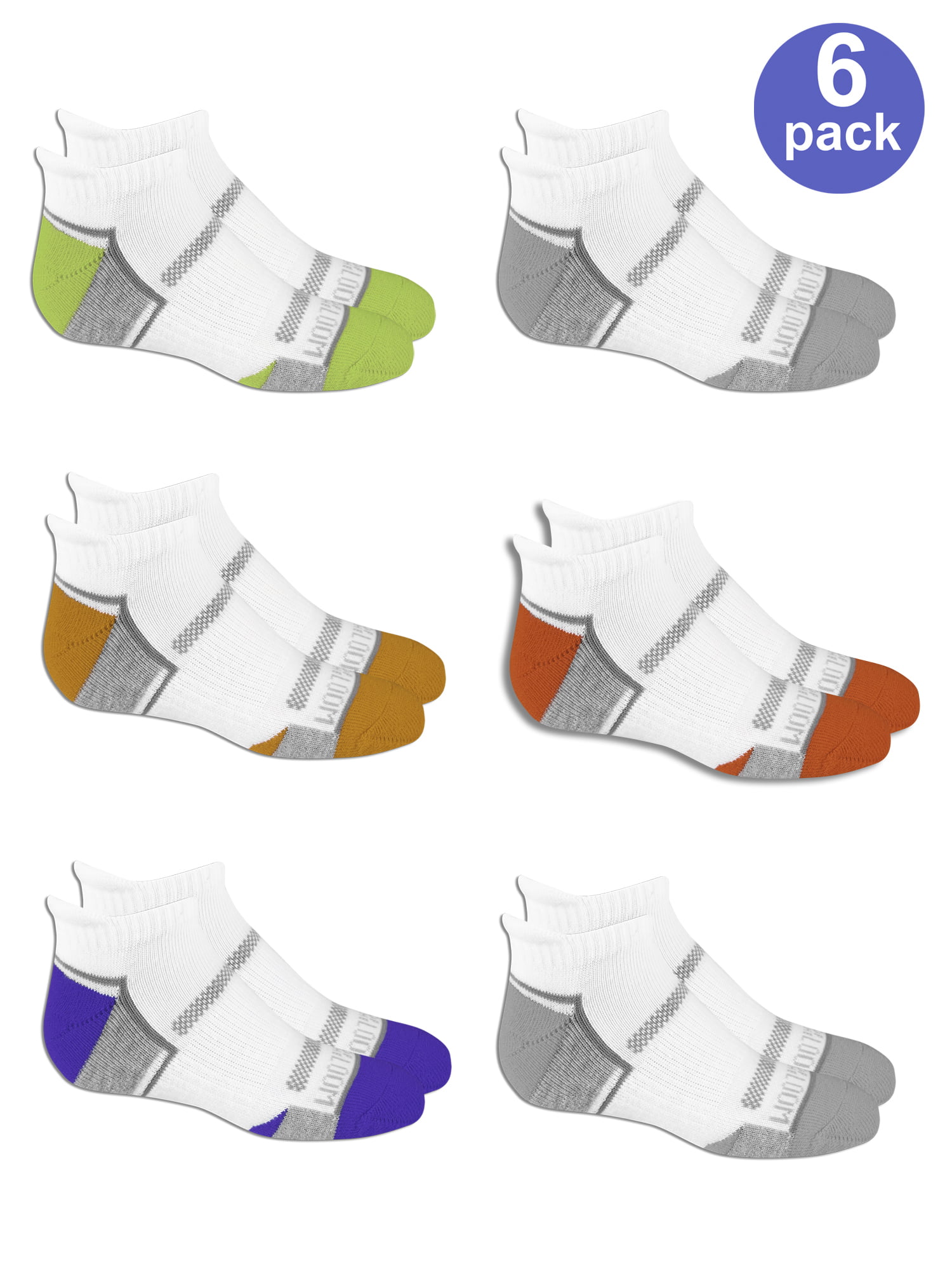 6 Pair Pack New Fruit of the Loom Boy's Active Ankle Socks
